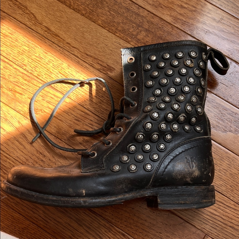 The Frye Studded Black Leather Boots